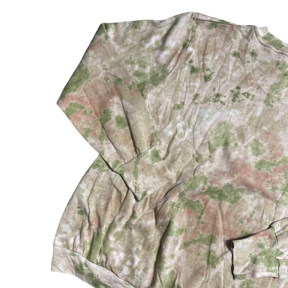 AFRM Munroe Olive Green and Blush Tie Dye Crewneck Pullover M - Picture 4 of 8